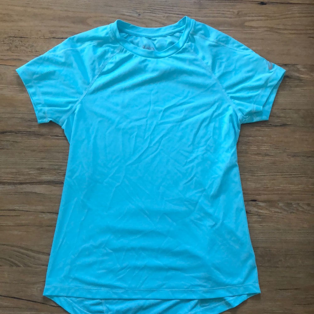 Teal ASICS running shirt